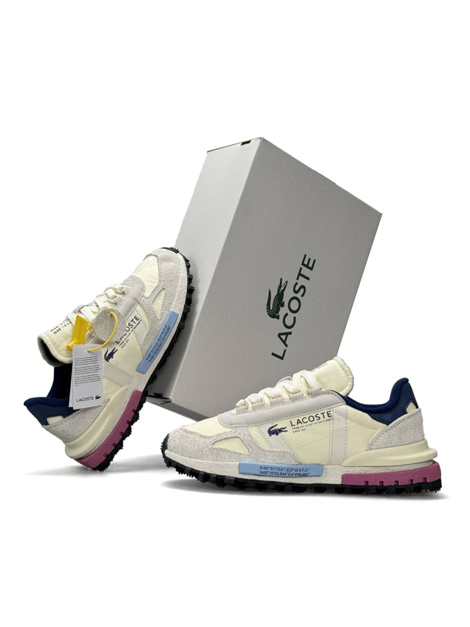 Lacoste Elite Active Beige Grey Pink