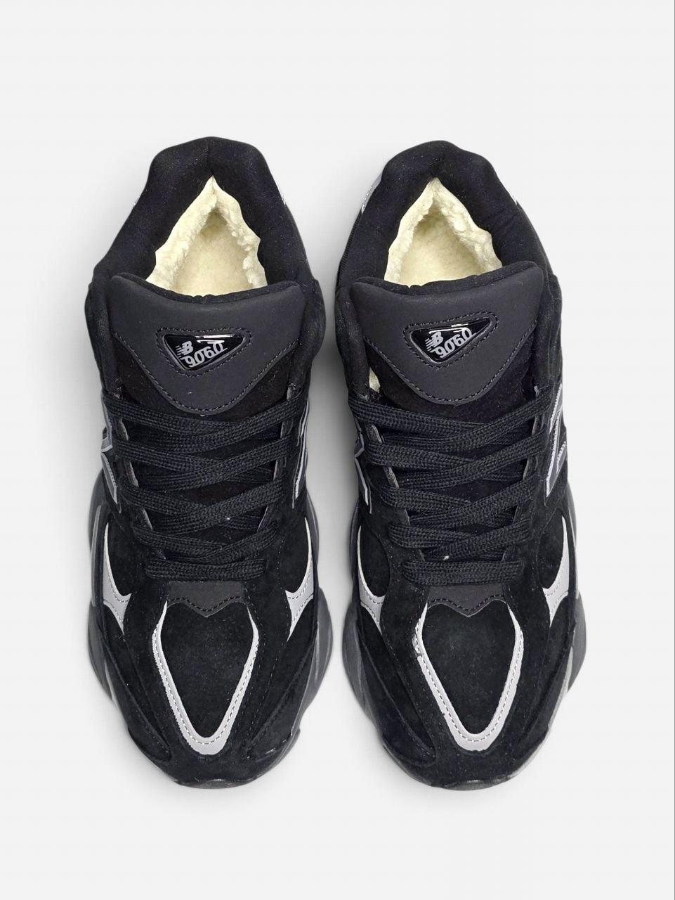New Balance 9060 Black Grey Beige Fur